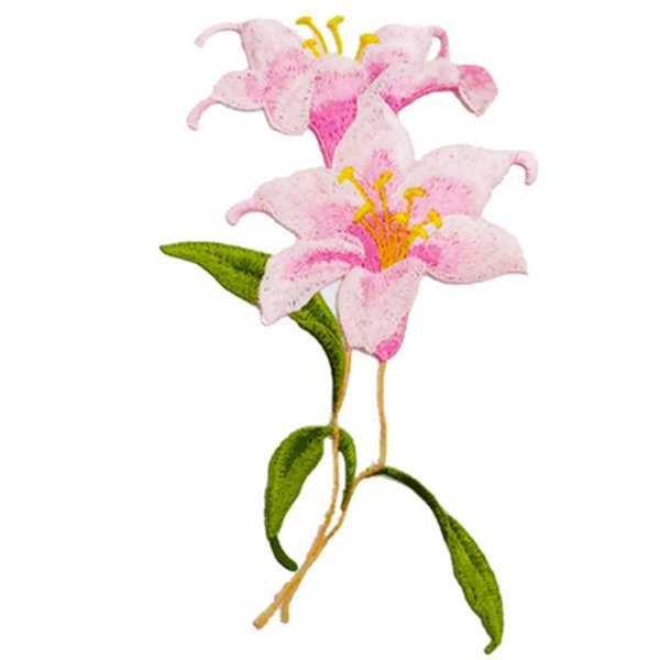 Brodeerattu roosa  kukkakuvio, 23 x 15 cm