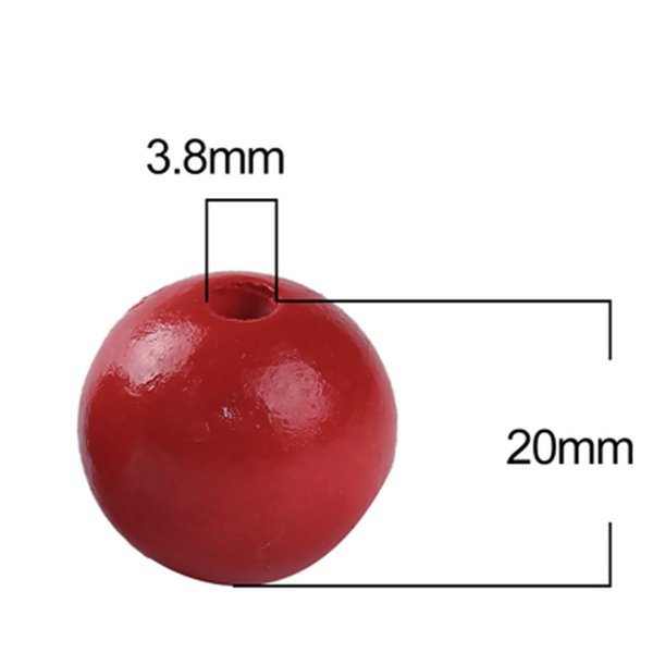 Puuhelmi, punainen, halk. n. 20mm, reikä n. 3,8mm, 50kpl/pss