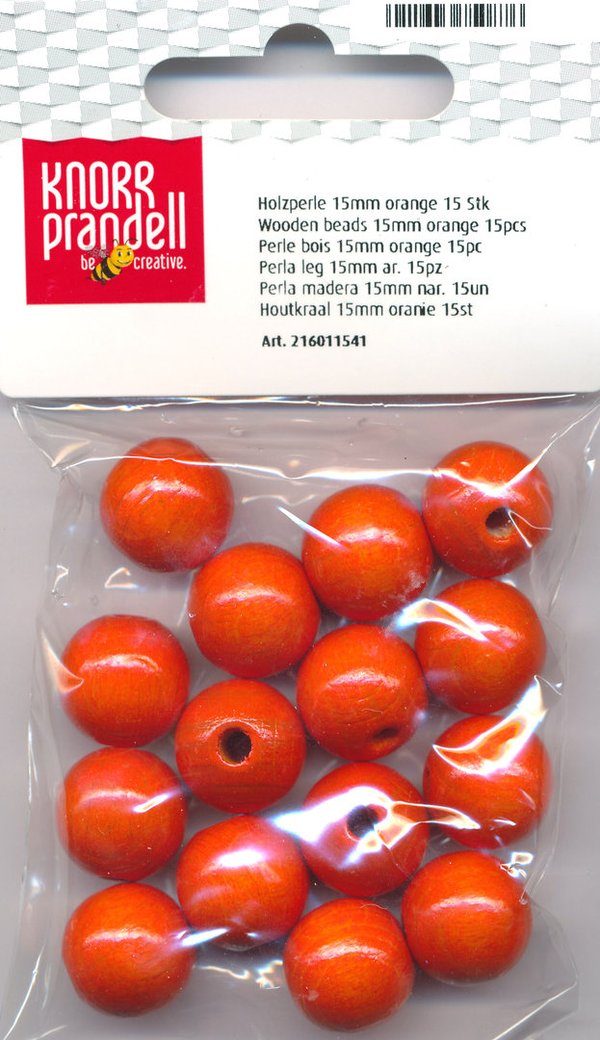 Puuhelmi, oranssi, koot: 6,8,10,12 ja 15mm
