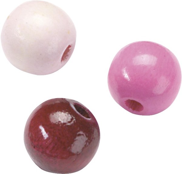 Puuhelmi sekoitus roosa/pinkki/viininpunainen, koot: 6, 8, 10, 12 ja 15mm