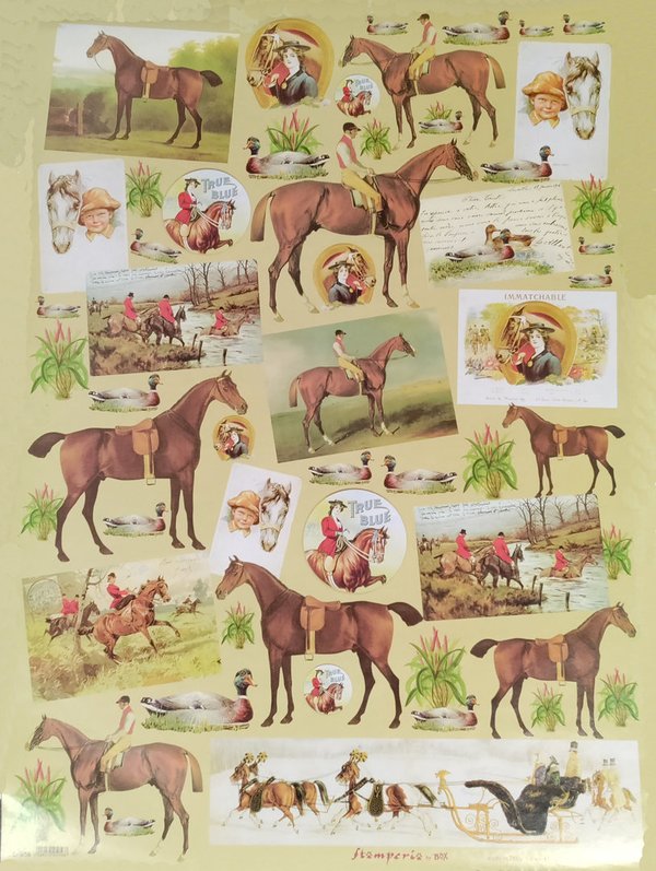 Decoupagepaperi, 67 x 48 cm, hevosia, paperissa pieni kiilto