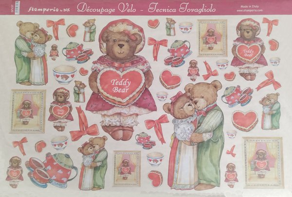 Decoupagepaperi, 30,5 x 47,5 cm, teddy bear, mattapintainen paperi