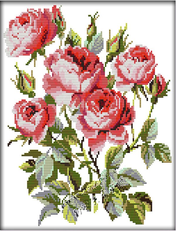 Ristipistopakkaus, ruusuja, 39 x 42 cm