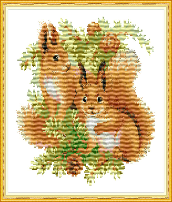 Ristipistopakkaus, oravat, 42 x 42 cm