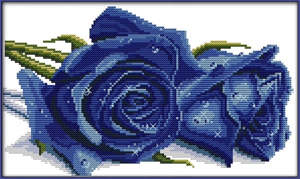 Ristipistopakkaus, sinisiä ruusuja, 44 x 27 cm