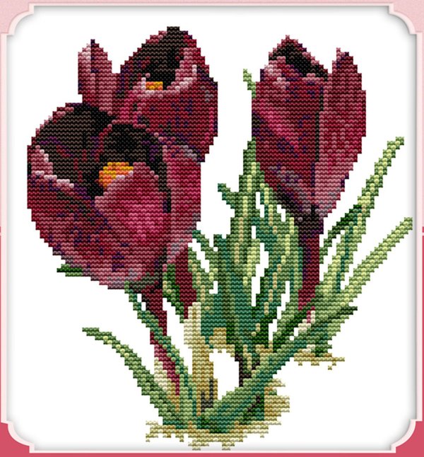 Ristipistopakkaus, purple tulip, 28 x 33 cm
