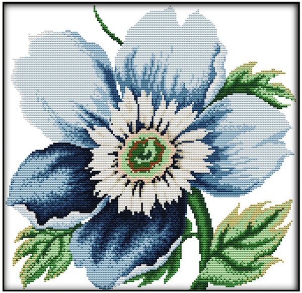 Ristipistopakkaus, blue flowers, 48 x 49 cm