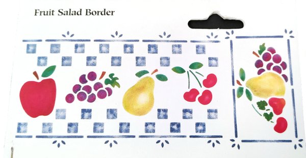 Muovinen maalaussabloona Fruit salad border,  Sabloonan koko 45 x 20,5 cm