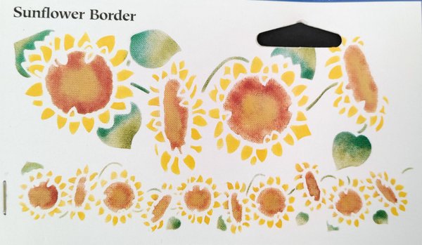 Muovinen maalaussabloona Sunflower border,  Sabloonan koko 45 x 20,5 cm
